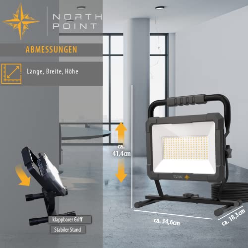 Northpoint LED Blackline Baustrahler Arbeitsstrahler Fluter 150W Leistung 12000 Lumen Lichtstrom stabiles Standgestell AN/AUS Schalter und 3m Zuleitung