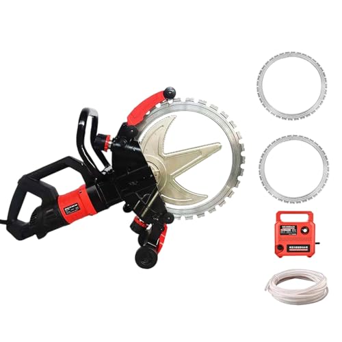 Sierra Eléctrica para Hormigón, 3000 RPM, Motor de CC con escobillas de 9500W, 40 cm/15,7'' de Profundidad para renovaciones y Obras Viales, Hoja de Diamante de 12'', Corte en húmedo y seco,2blades