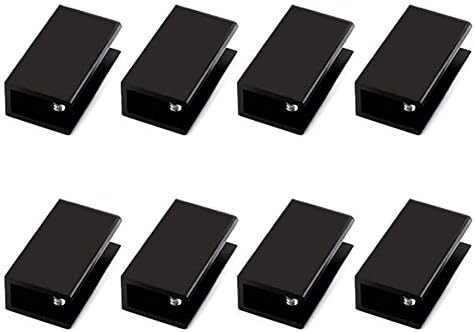 UFURMATE Glass Clamp, 4Pcs Adjustable Square Glass Shelf Brackets Aluminum Alloy Glass Clamp Clips Wall Mounted Black Glass Holder Supports Mounting Brace For 6-8mm Thick Glass Shelves