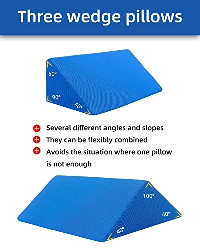 Fanwer Positioning Wedge Pillow For Side Sleeping (3 In 1), 40 Degree Triangle Bed Wedges & Body Positioners For Back Pain, Preventing Bedsores, After Surgery, Knees Elevated, Pregnancy thumb #3