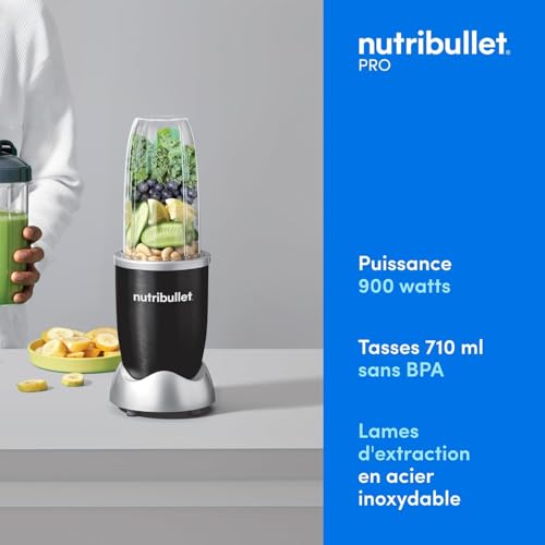 nutribullet Pro 900 Watt, Blender Électrique, Hachoir, tasse de 700ml, Noir, NB904B – vue 2