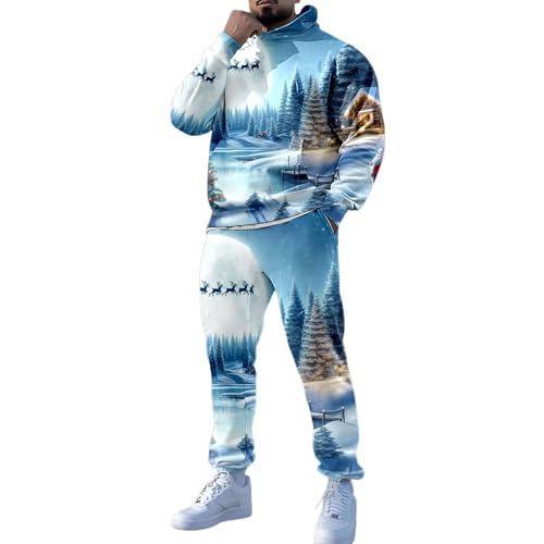 Survêtement de Noël Homme Ensemble Sweat à Capuche et Jogging