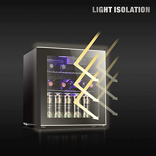 Image of LEONARD USA 52 L Inverter Mini Fridge /Wine Chiller with Toughened Glass Door with UV-Protection l LED Interior Light l Temperature Control for Home Bars (Based on American Technology) (Black)