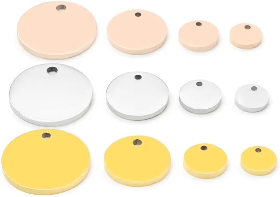 100 PCS Pet ID Tags Nameplates Custom Engraved Cat and Dog Tags Pendant Engravable Stainless Steel Pet Tags Blank Pet Tags Nameplate DIY Cat and Dog Tags,Mix Color,8 Mm