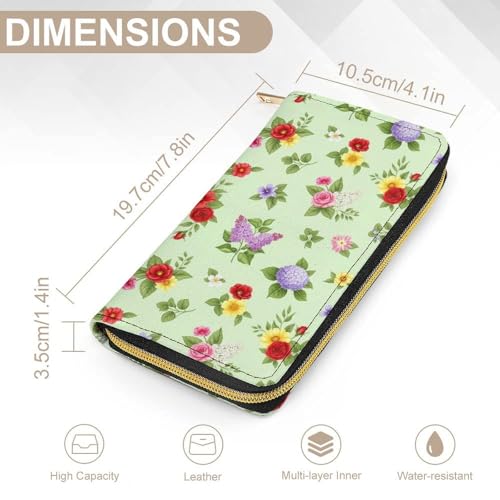 Compact Shabby Chic Flowers Roses Pedals Dots Leaves Buds Spring Season Theme Wallet for Travel Accessories, Wallet Easy to Carry, Wallets with Multiple Card Slots2