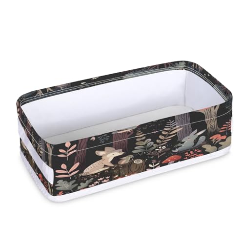 Tablerazzi Toilet Tank Topper Paper Basket with Handle, Jungle Bathroom Storage Basket for Organizing, Cute Rabbit Cartoon Animal Small Fabric Storage Bins for Bathroom Decor