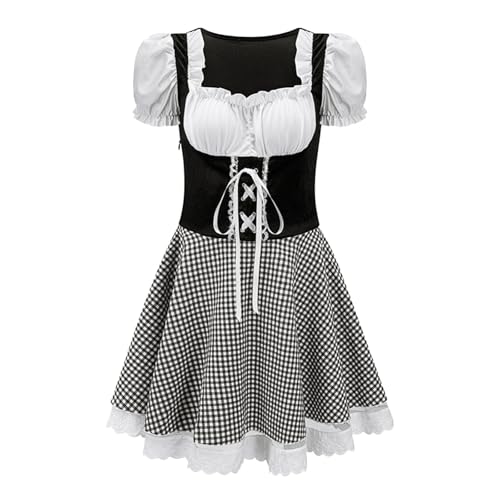 Traje de tirolesa para mujer conjunto completo con blusa y vestido holgado de Oktoberfest