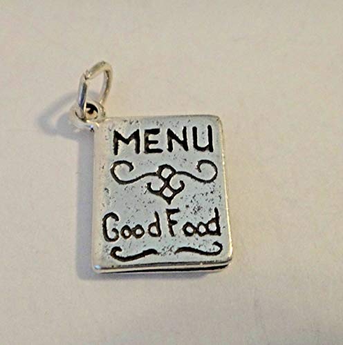 Wholesale Charms Sterling Silver 16x12mm Restaurant Menu says Good Food Charm