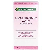 Nature's Bounty Vitamin C and Hyaluronic Acid Supplement, Supports Glowing Skin, Immune Function & Collagen Production, 120 Capsules - 60 Day Supply, Optimal Solutions Supplements for Skin Health