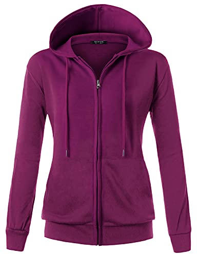 Image of GIVON Womens Casual Zip Up Hoodie Cotton Blend Soft Fabric Basic Layering Hooded Jacket with Kangaroo Pocket