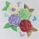 flores gigantes de papel crepe para pared Color: como en la imagen Flores de papel gigantes artificiales y secas, 4 piezas, 8 hojas, 4 mariposas, 4 piezas para decoración de la boda de la espalda del bebé, color