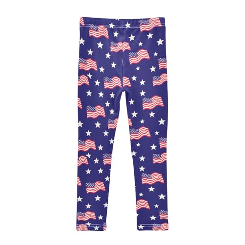 Girls' Athletic Leggings Ankle Length Yoga Dance Pants Kids Teen 4T Flag2