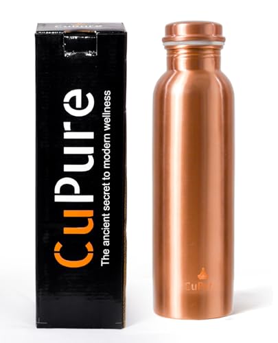 Comparison: Best Copper Water Bottle For Health 10 CuPure 100% Pure Copper Water Bottle for Drinking, Ayurvedic Leak-Proof, Travel-Friendly, Wide Mouth Vessel 34oz