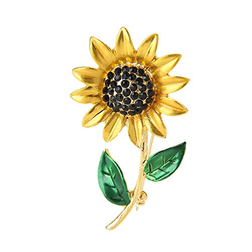 Preisvergleich Produktbild Barley33 Elegante Legierung Frauen Strass Sonnenblumen Emaille Brosche Revers Pin Kleidung Abzeichen Zubehör