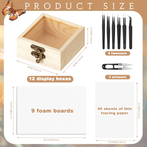 Image of Spiareal 78 Pcs Insect Specimen Tools Kit Include 3.54 x 3.54 x 1.77 in Display Case Box Foam Pinning Board Tubes Pins Tweezers Butterfly Insect Pinning Kit Entomology Collection Supplies