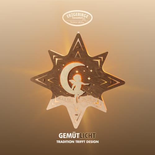 weigla - Fensterbild original Erzgebirge Stern Engel auf Mond I...