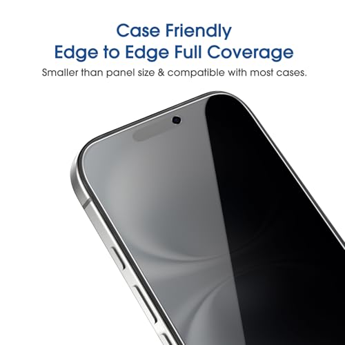 Image of amFilm OneTouch for iPhone 16 privacy Screen Protector 6.1'' 2024 | 30s Auto-Alignment, Bubble Free, Tempered Glass, 28 Anti Spy, Shatterproof, Camera Lens Protector 2+2 Pack (16-6.1'')