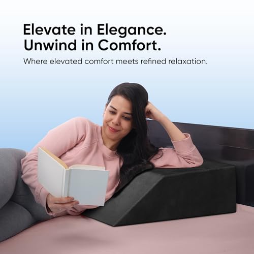 Image of Frido Leg Elevation Wedge Pillow for Edema, Varicose Veins, Fracture | High Resilience Foam Cushion for Leg, Knee & Thigh Support | Back Pain & Swelling Relief | Lightweight (Black)