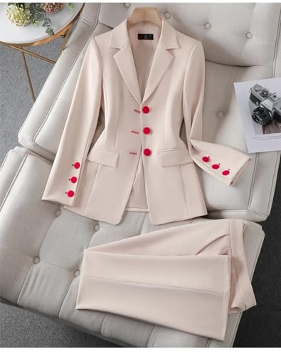 Women Elegant Pant Suit 2 Piece Set Office Ladies Female Business Work Formal Blazer Jacket and Trouser Outfits2