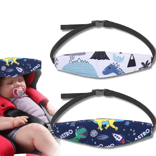 Pack De 2 Cintas Para La Cabeza Para Sillas Infantiles,Ajustable Bebés Soporte de la Cabeza para Cinturón de Coche Correa de Seguridad para el Asiento del Coche para Niños