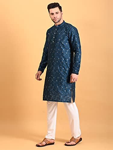 Image of Uri and MacKenzie Embroidery Silk Men's Kurta Pyjama Set