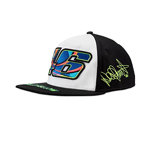 Gorra plana VR46 Valentino Rossi amarilla y negra ajustable estilo snapback