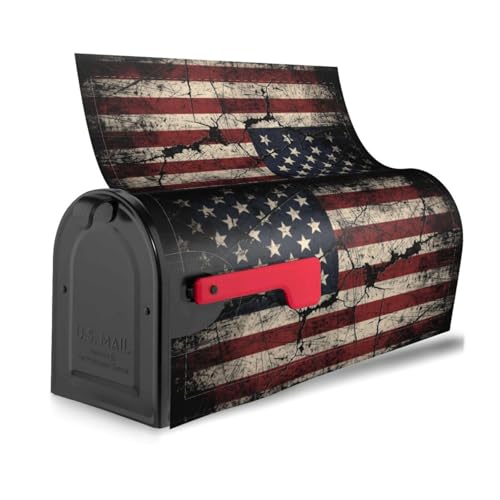 Image of Retro American Flag Mailbox Cover Magnetic 4th of July Waterproof Mailbox Wraps Post Letter Box Decor 25.5x21 in