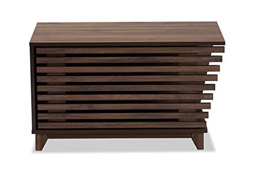 Baxton Studio Eckhart Caixa de areia de madeira com acabamento marrom nogueira