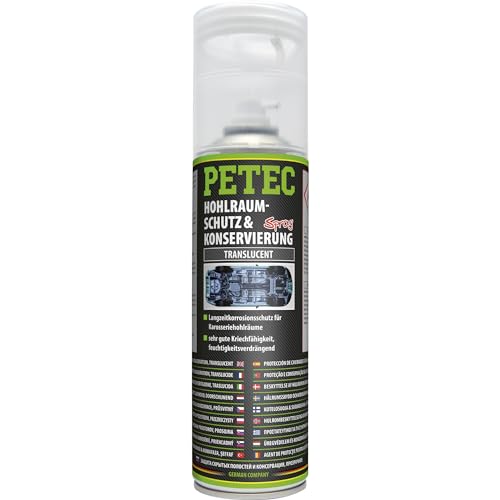 PETEC Hohlraumschutz & Hohlraumkonservierung Translucent Hohlraumversiegelung Auto Konservierungswachs Spray Wax 500 ml Sprühwachs Korrosionsschutz gegen Feuchtigkeit Hohlraumwachs 73550