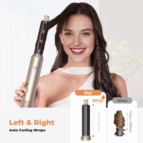 Image of OKWRAP 5-in-1 Hot Air Styler & Blow Dryer Brush Set - 700W Gentle Temperature Hair Multi-Styler with Auto-Wrap Curlers & Round Brush for Fine, Thin, or Damaged Hair, 100-120V US Outlet Only