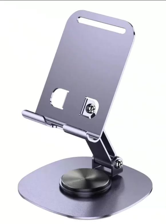 CozyCrest Mobile Holding Tabletop Stand, 360 Perfect View, Portable,Foldable Univarsal Mobile Stand Desktop Metal Body.
