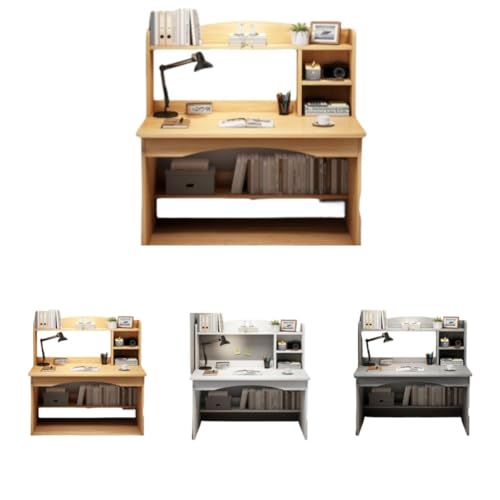 LightRise コンピューターデスク デスクトップ ホームデスク 本棚 一体型 シンプル 学生 勉強 寝室 書斎 オフィス ライティング コンパクト モダン 装飾 シンプル 木製 (牧歌的なオーク)