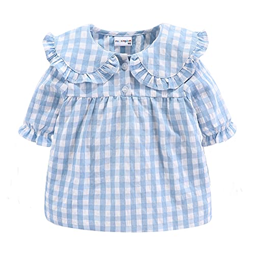 Mud Kingdom Girls Boys Summer Pajama Set Plaid Cute Peter Pan Collar2