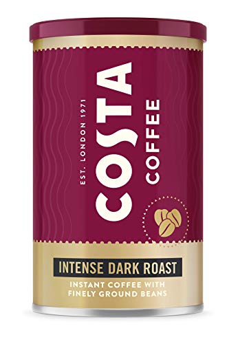 COSTA COFFEE Instant Ground Beans Tin, Intense Dark Roast, 600 Count