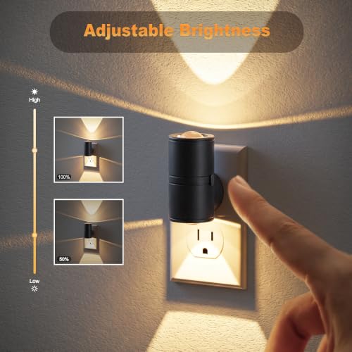 Image of JandCase Night Light Projector,LED Night Lights Plug Into Wall,Dusk to Dawn | 4 Pack 180Rotating Mini Night Light Plug in，0-100LM Dimmable Brightness Nightlight for Bedroom Hallway Living Room
