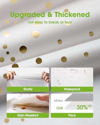 Image of Pureegg Plastic Table Cloth Disposable 8 Pack, 54 x 108 Inch Table Cloths, Graduation Decorations Class of 2026, Graduation Tablecloths, Rectangle, Plastic Cover, Leakproof & Sturdy, White and Gold