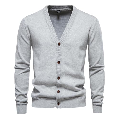 European American Autumn Winter Men's Business Solid Color Knit Cardigan