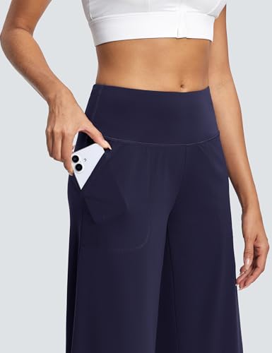 Image of ISEEGZ 15 inch /18 inch /21 inch Capri Pants for Women High Waist Wide Leg Yoga Capris with Pockets Stretchy Loose Fit Casual Workout