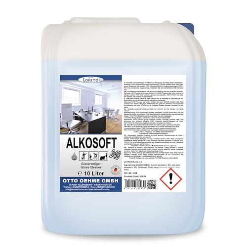 Lorito Alkosoft Glanzreiniger für Fußböden, Wischpflege Konzentrat, 10 Liter, Universalreiniger Boden, Bodenpflege Bodenreiniger, mit Duft