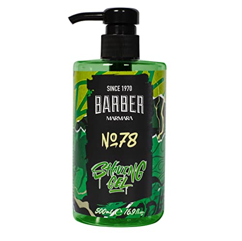 BARBER MARMARA Rakgel män nr 78 – män rakgel transparent 500 ml – rakning gel män – för exakt rakning av skäggkonturerna – optimal glidning – kyler huden – med pumpdispenser