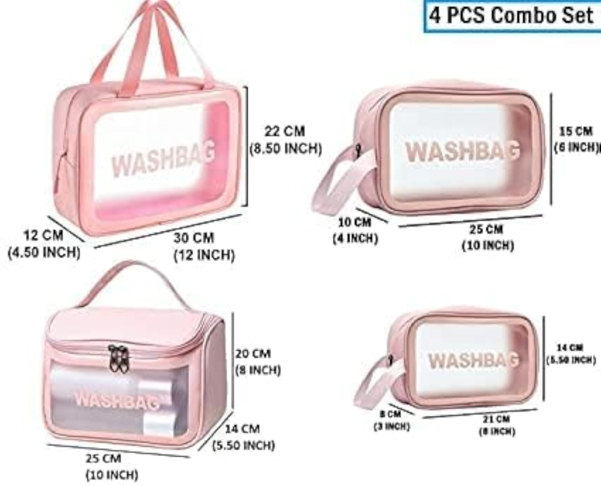 Transparent Cosmetic Bag Set Makeup Pouch Bag with Handle