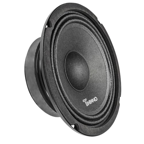 Timpano 6.5 Inch Shallow PRO Audio Speaker 600 Watts TPT-MB6-8 Slim Small Profile 8 Ohm, PRO Midbass Car Audio Loudspeaker Compact for Custom Doors (Single)