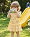 Toddler Girl Spring Summer Dress Clothes 2T 3T 3 Pack Yellow Bee + Bow + Plaid Cute Girls Dressrs Toddler Fly Sleeve Casual Fashion Dress