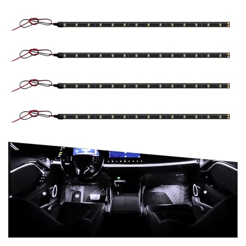 DUSCOKE 4PCS DC 12V Waterproof Car LED Light Strip, 30CM/1Ft 3528 15SMD Car Underbody Light Strip with 9