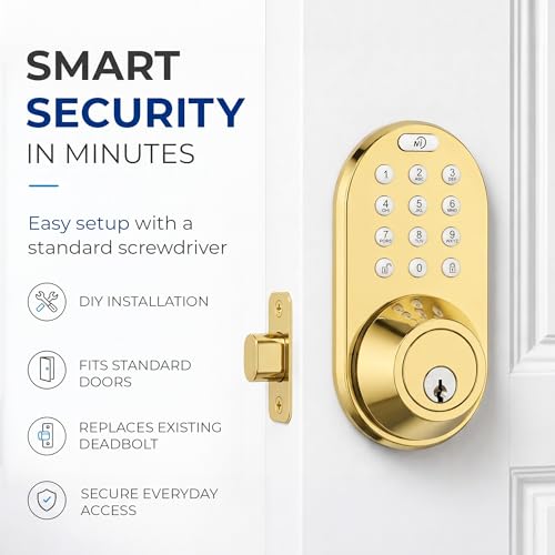 Serrure de porte d'entrée en laiton avec clavier à code numérique amélioré - 4