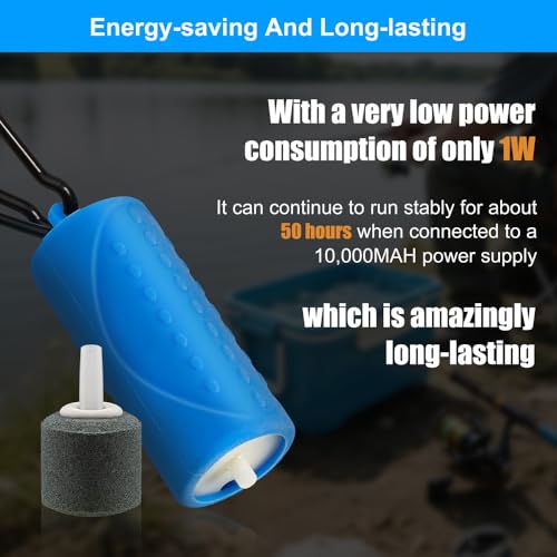 Image of DaToo USB Mini Aquarium Air Pump Ultra Quiet Fish Tank Air Pump with Black Hanging Clasp Portable Aquarium Oxygen Aerator Pump Includes Fish Tank Airline Tubing and Air Stone(1W /2W /3W)