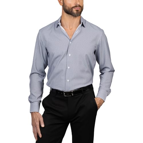 Eddie Bauer Slim Fit Long Sleeve Flax Dress Shirts for Men - Wrinkle Free Long Sleeve Spread Collar Mens Shirt