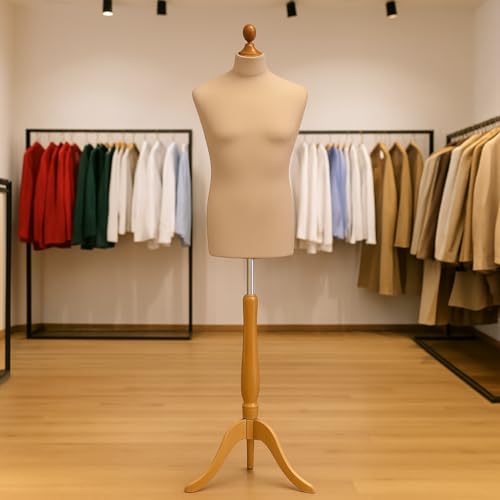 The Shopfitting Shop - Mannequin de vitrine/buste de couture sur trépied en bois, modèle homme
