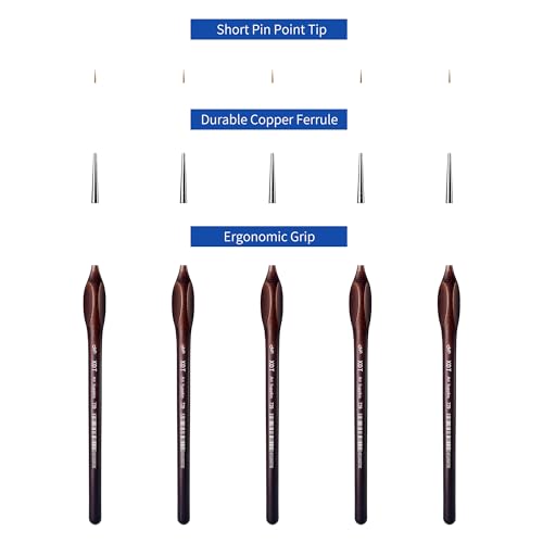 Image of XDT#729 Artist Micro Detail Paint Brush, Small Detail Painting Brushes 5 Piece #00000 Set，Acrylic Watercolor Oil, Fine Detailing Painting, Art, Scale Models