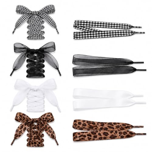 DOPENSPI 4 Pairs Shoe Laces for Sneakers, Ribbon Shoe Laces